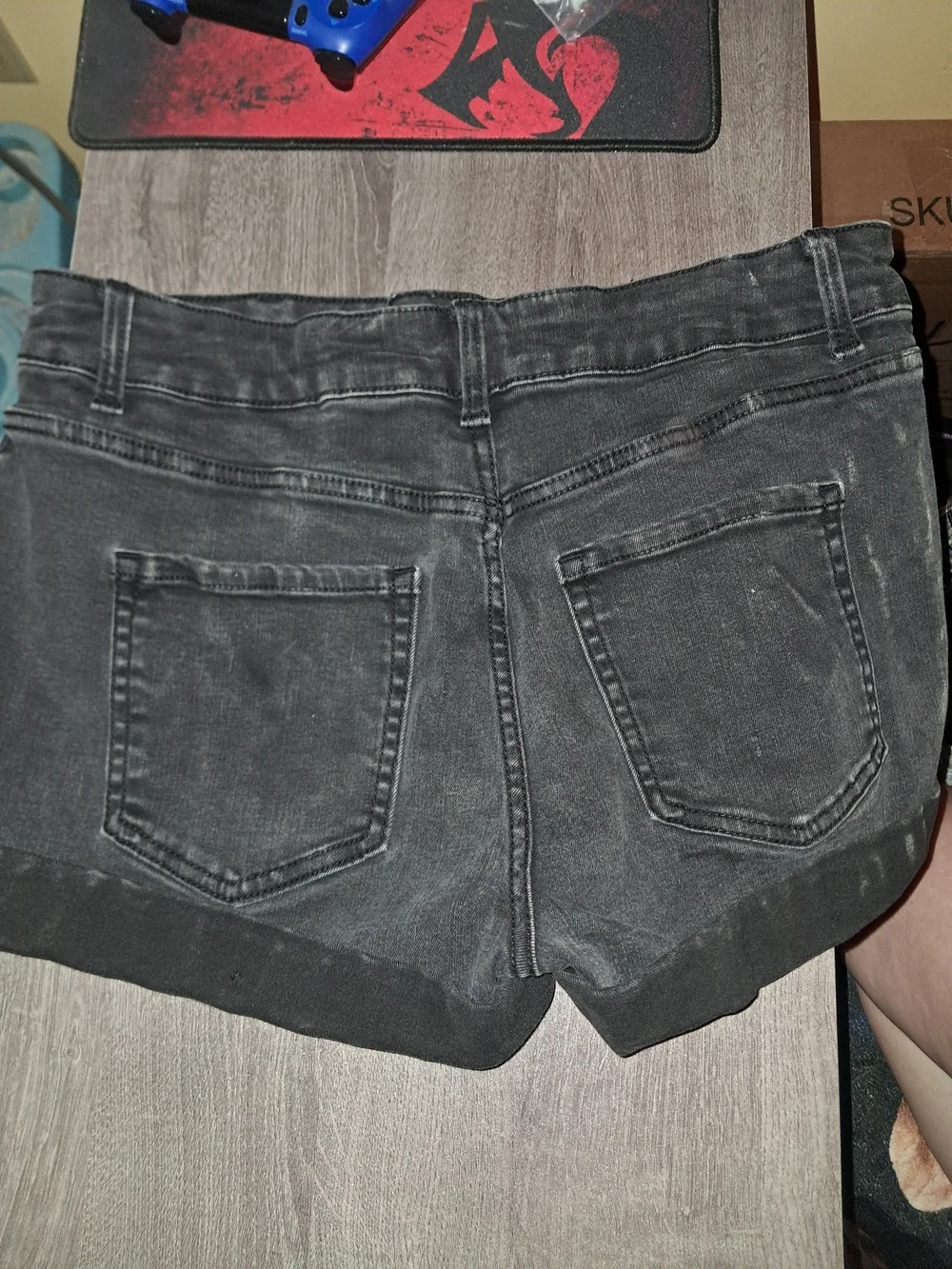 Time and Tru Black Cuffed Denim Shorts